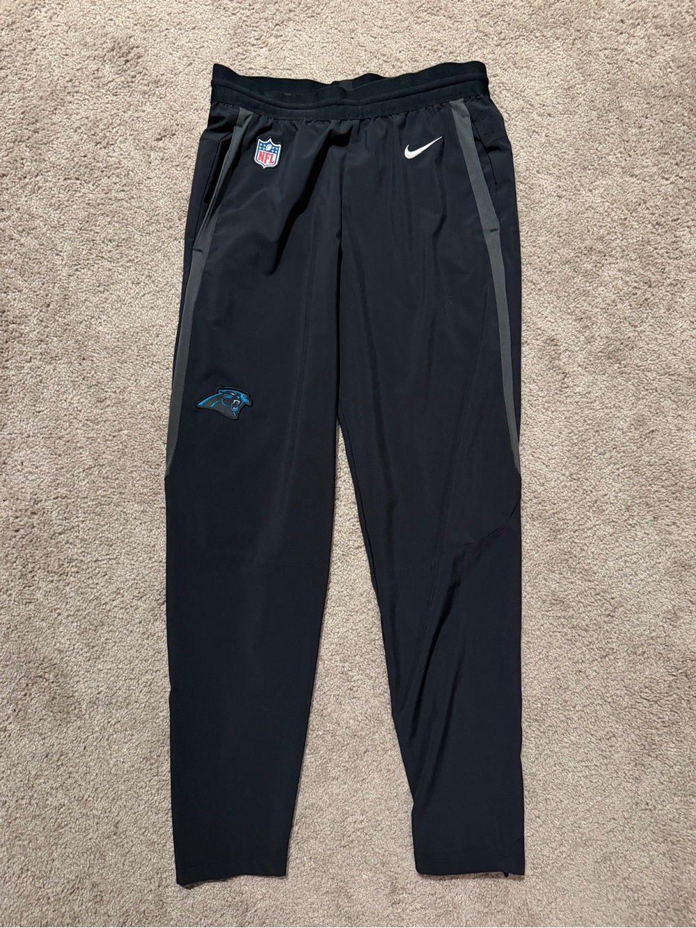 NFL Men’s Black Carolina Panthers Jogger Pants with Gray Accents